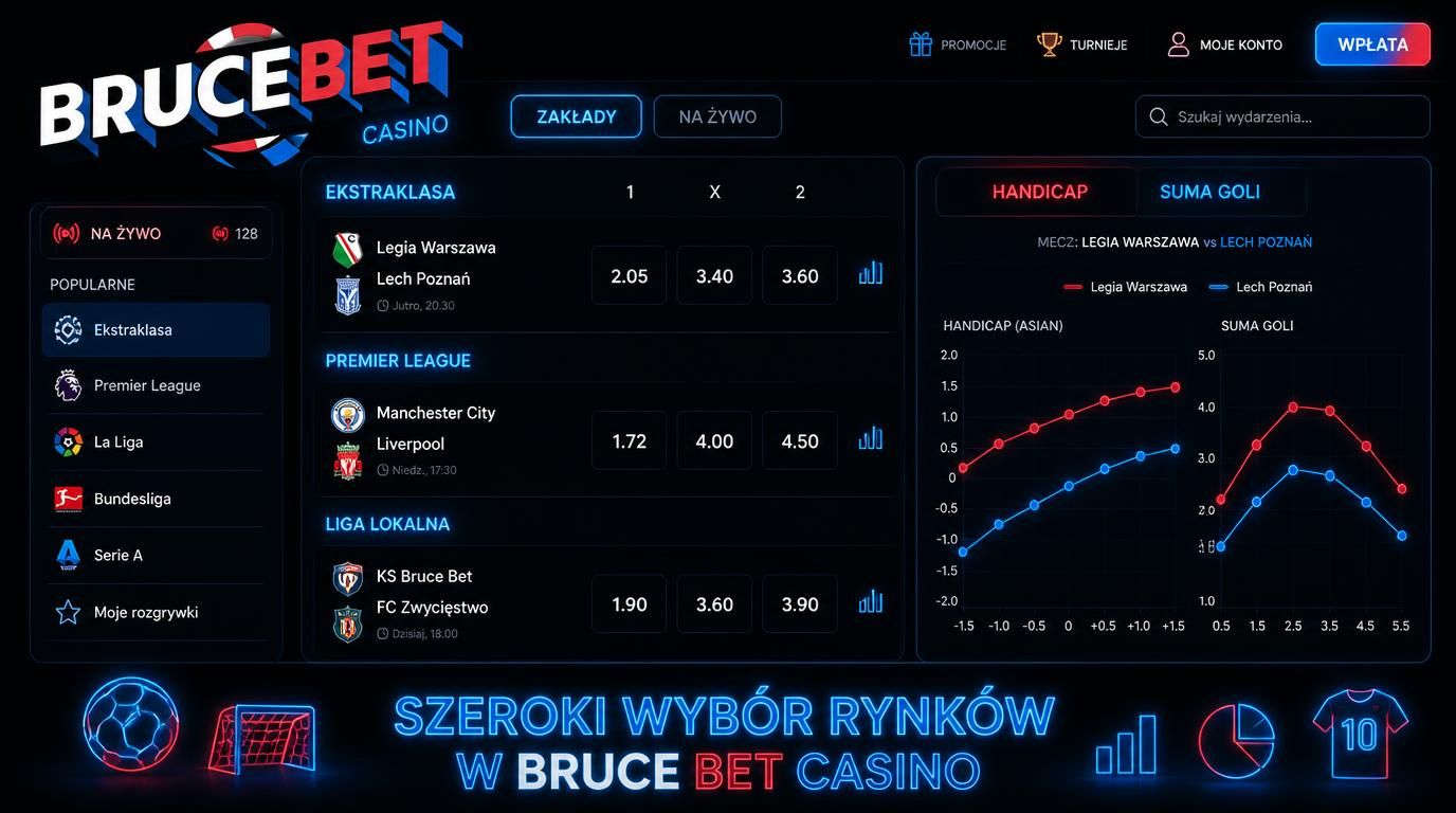 Obraz przedstawia ofertę kursów z różnymi ligami i rynkami