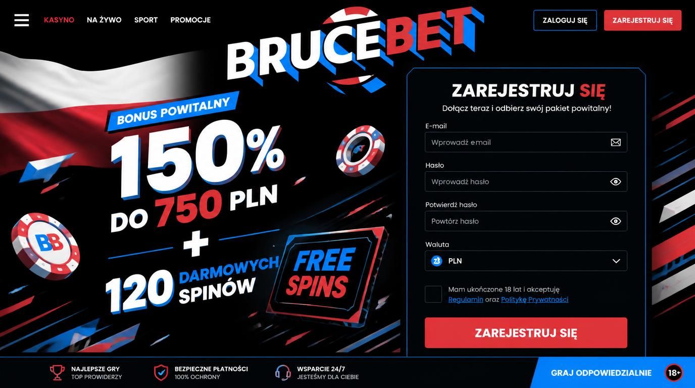 formularz registracji z bonusem powitalnym oraz darmowymi spinami